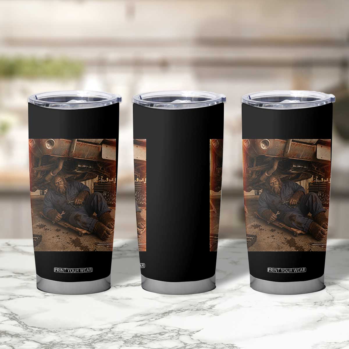 Bigfoot Mechanic Meme Tumbler Cup Funny Sasquatch Fixing Cars TS12 Print Your Wear