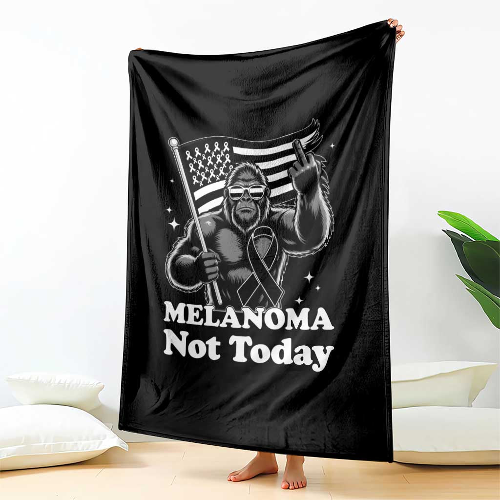 Bigfoot Black Ribbon Throw Blanket Not Today Melanoma Awareness Gift TS12 Print Your Wear