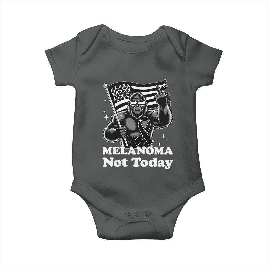 Bigfoot Black Ribbon Baby Onesie Not Today Melanoma Awareness Gift TS12 Dark Heather Print Your Wear