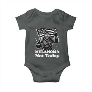 Bigfoot Black Ribbon Baby Onesie Not Today Melanoma Awareness Gift TS12 Dark Heather Print Your Wear