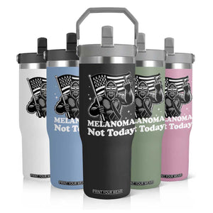 Bigfoot Black Ribbon Flip Straw Tumbler Not Today Melanoma Awareness Gift TS12 Print Your Wear