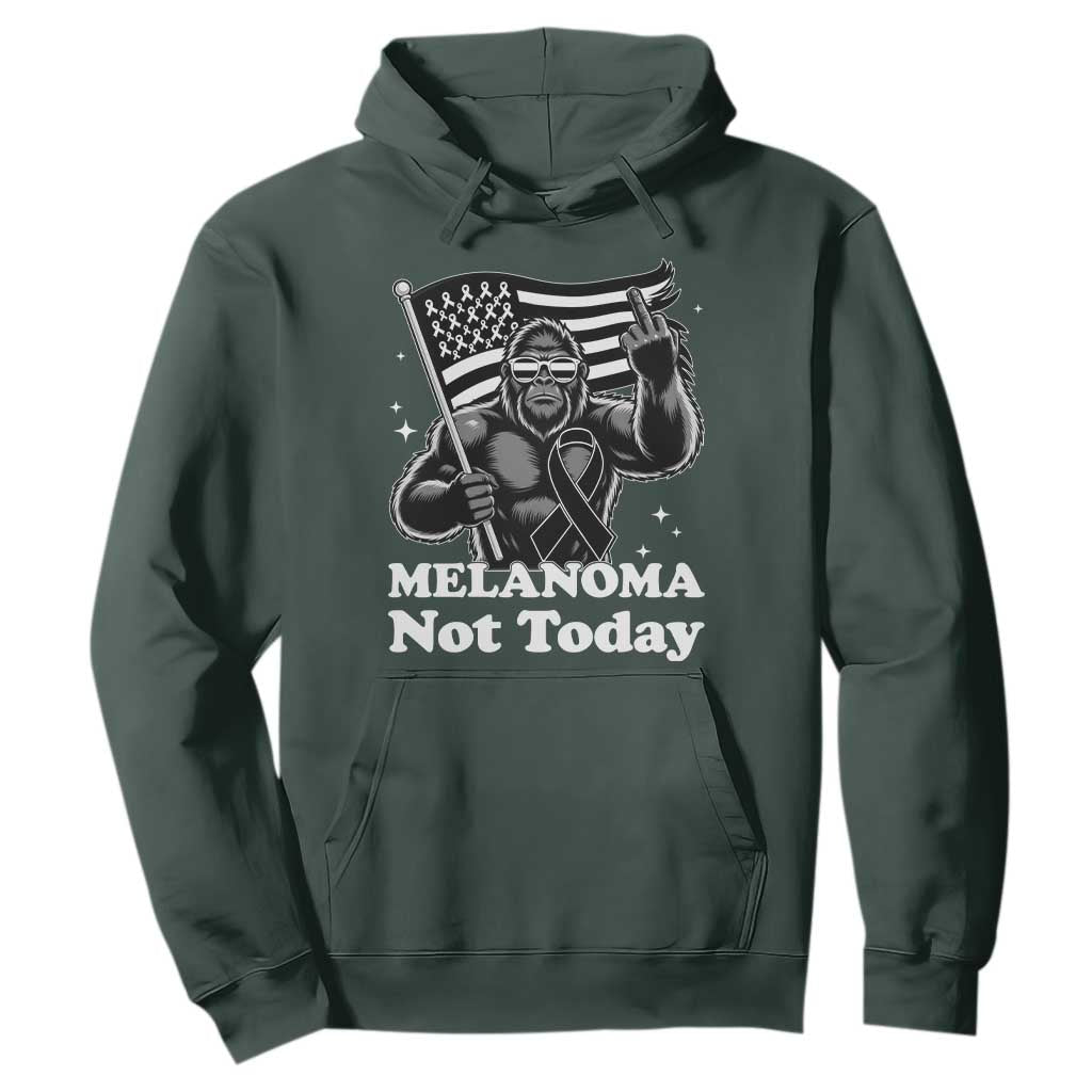 Bigfoot Black Ribbon Hoodie Not Today Melanoma Awareness Gift TS12 Dark Forest Green Print Your Wear