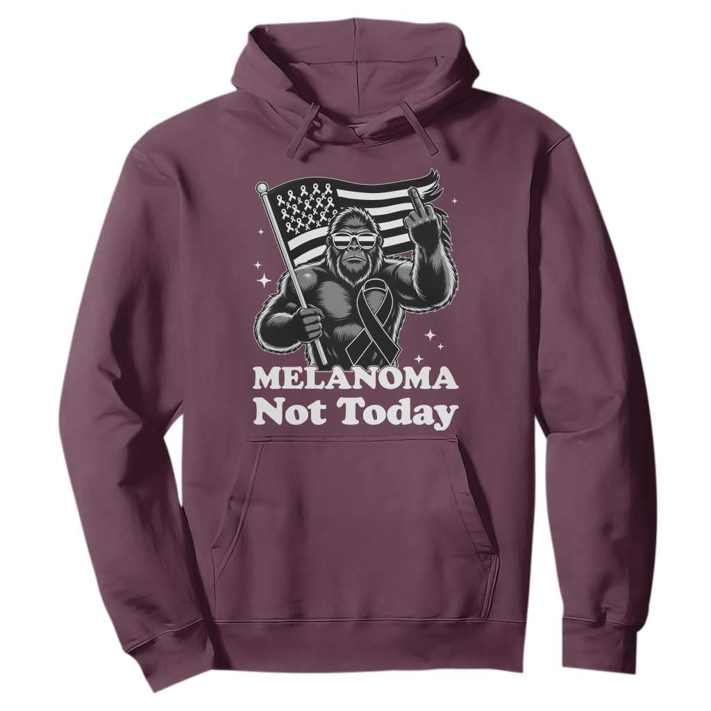Bigfoot Black Ribbon Hoodie Not Today Melanoma Awareness Gift TS12 Maroon Print Your Wear