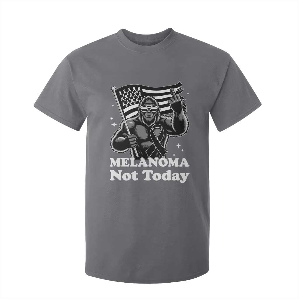 Bigfoot Black Ribbon T Shirt For Kid Not Today Melanoma Awareness Gift TS12 Charcoal Print Your Wear