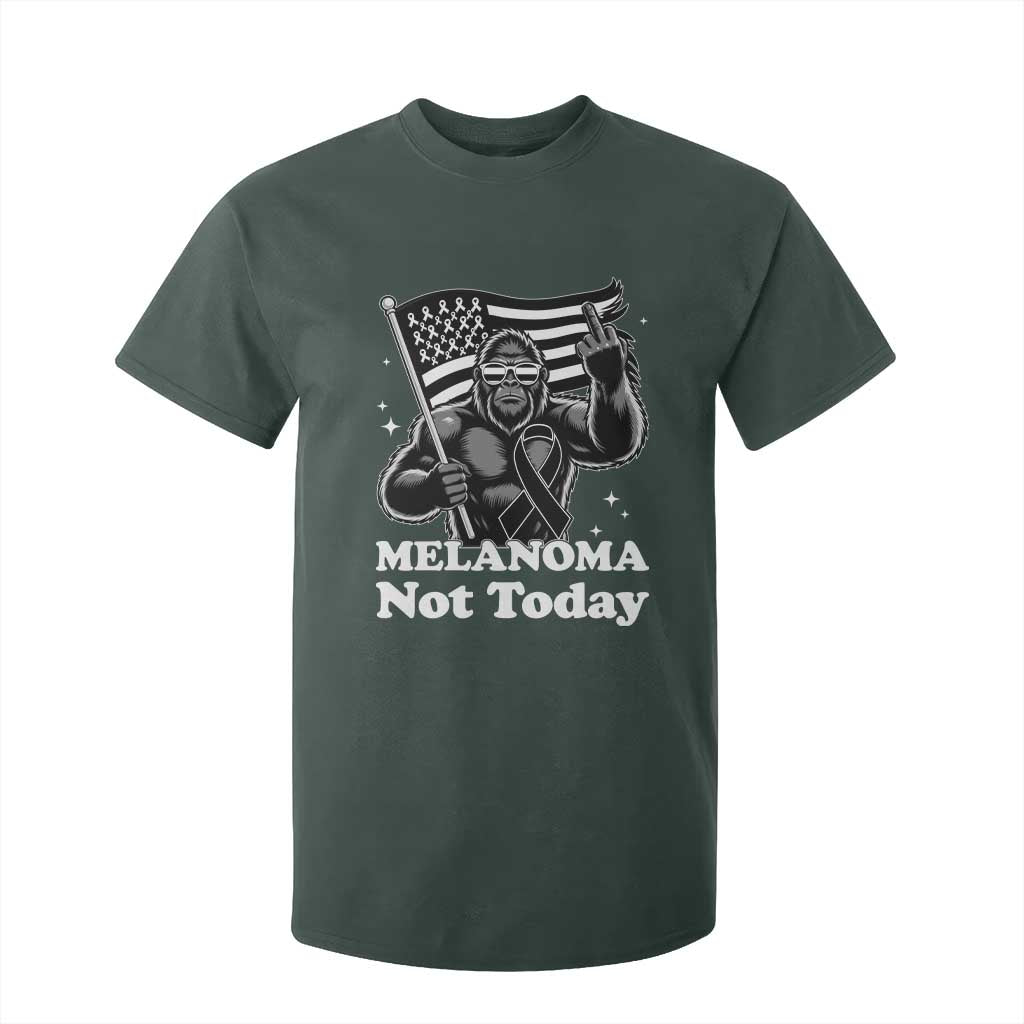 Bigfoot Black Ribbon T Shirt For Kid Not Today Melanoma Awareness Gift TS12 Dark Forest Green Print Your Wear