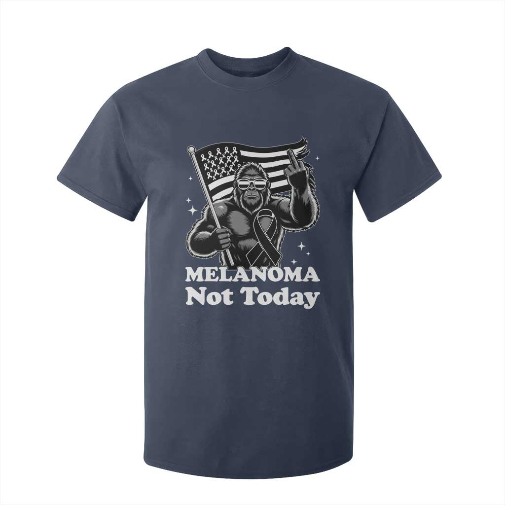 Bigfoot Black Ribbon T Shirt For Kid Not Today Melanoma Awareness Gift TS12 Navy Print Your Wear
