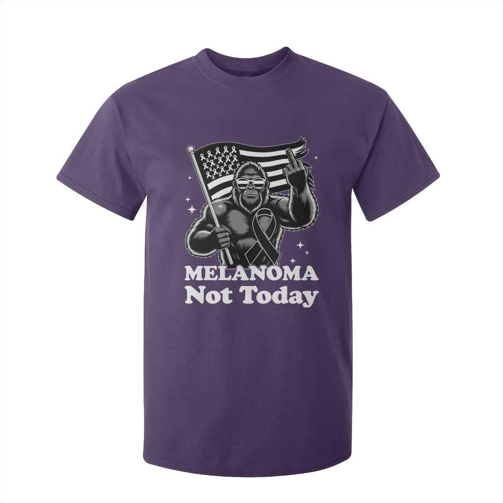 Bigfoot Black Ribbon T Shirt For Kid Not Today Melanoma Awareness Gift TS12 Purple Print Your Wear