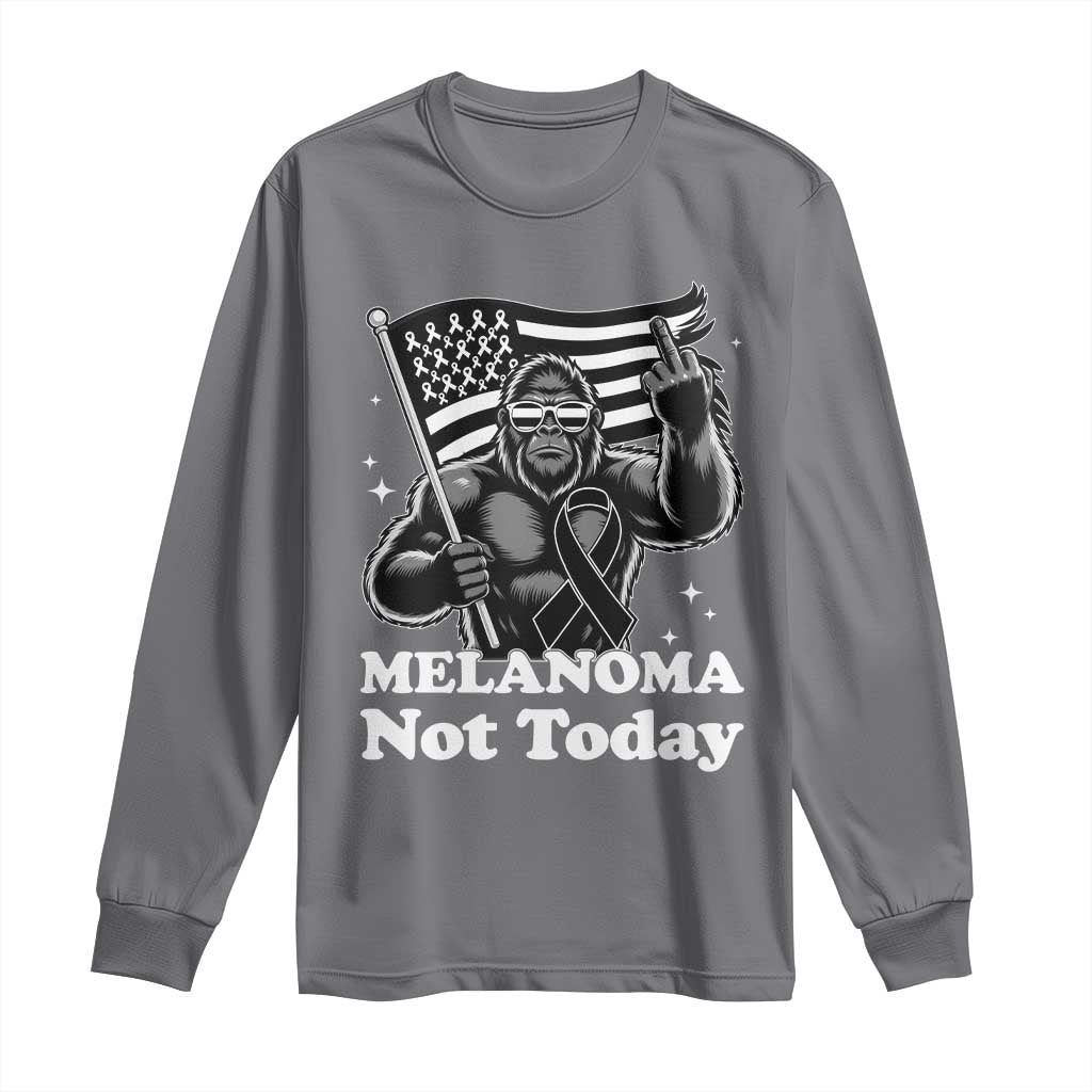 Bigfoot Black Ribbon Long Sleeve Shirt Not Today Melanoma Awareness Gift TS12 Charcoal Print Your Wear
