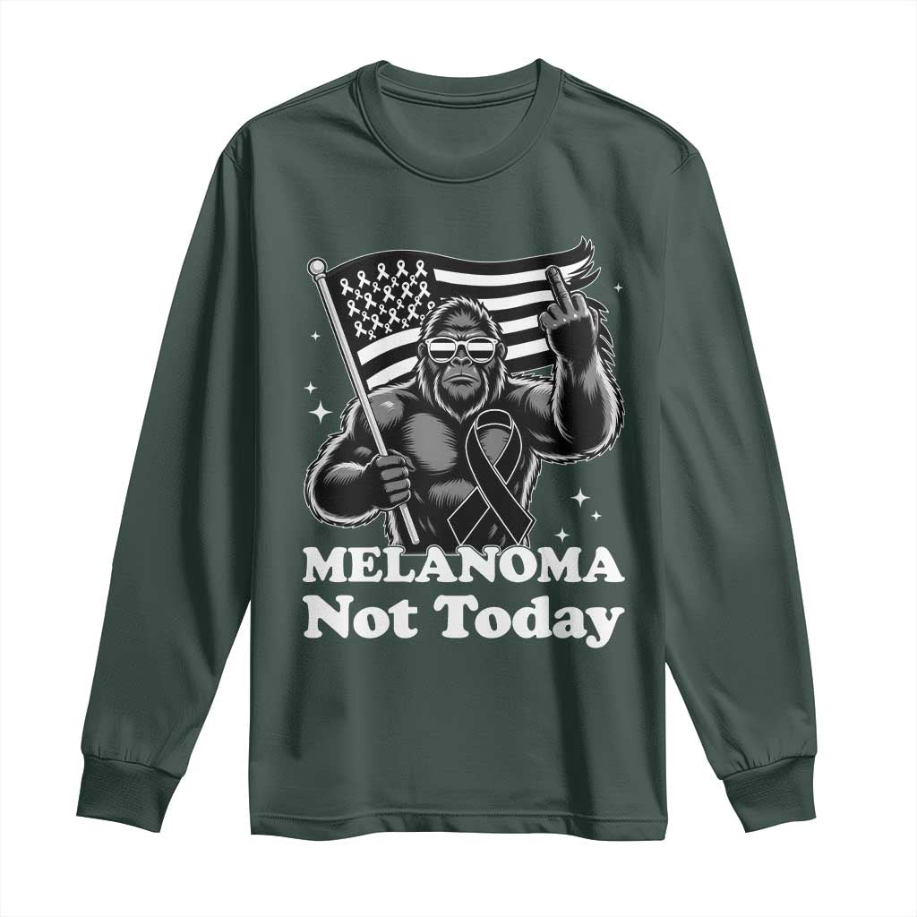 Bigfoot Black Ribbon Long Sleeve Shirt Not Today Melanoma Awareness Gift TS12 Dark Forest Green Print Your Wear