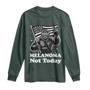 Bigfoot Black Ribbon Long Sleeve Shirt Not Today Melanoma Awareness Gift TS12 Dark Forest Green Print Your Wear