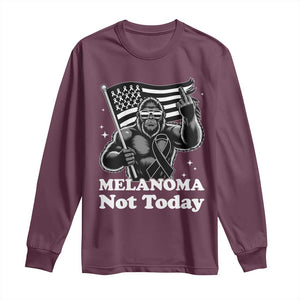 Bigfoot Black Ribbon Long Sleeve Shirt Not Today Melanoma Awareness Gift TS12 Maroon Print Your Wear