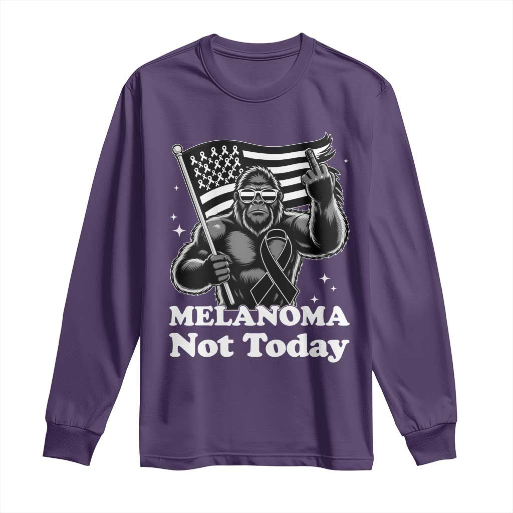 Bigfoot Black Ribbon Long Sleeve Shirt Not Today Melanoma Awareness Gift TS12 Purple Print Your Wear