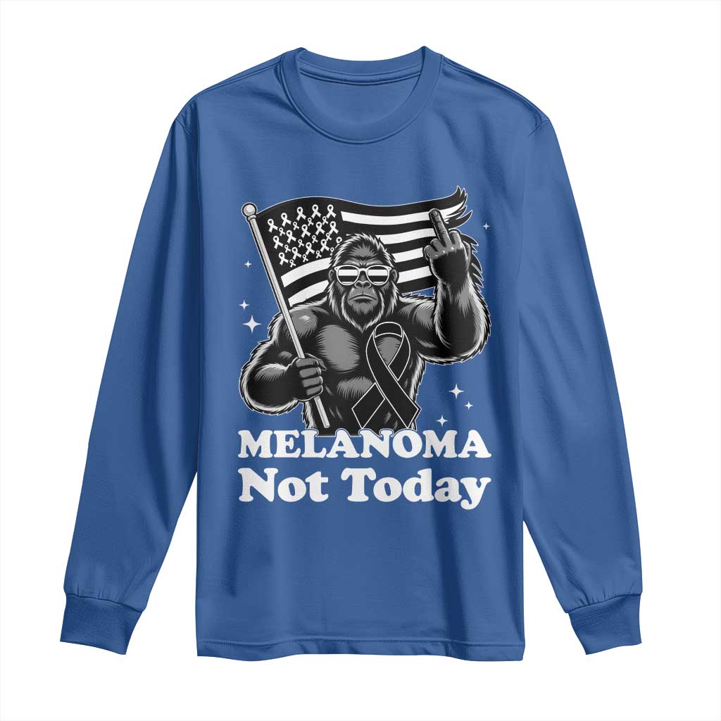Bigfoot Black Ribbon Long Sleeve Shirt Not Today Melanoma Awareness Gift TS12 Royal Blue Print Your Wear