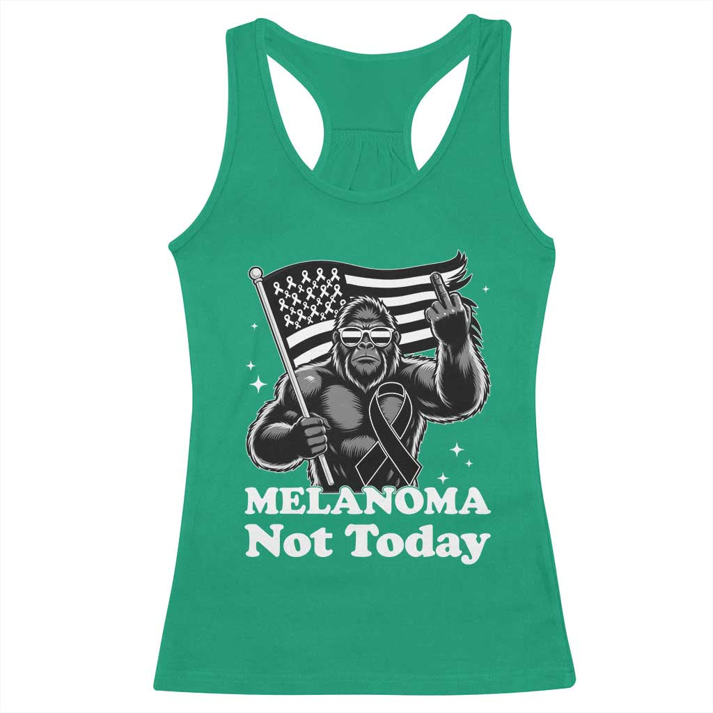 Bigfoot Black Ribbon Racerback Tank Top Not Today Melanoma Awareness Gift TS12 Irish Green Print Your Wear