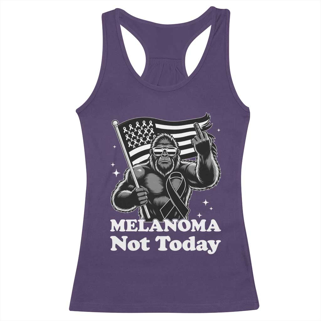 Bigfoot Black Ribbon Racerback Tank Top Not Today Melanoma Awareness Gift TS12 Purple Print Your Wear