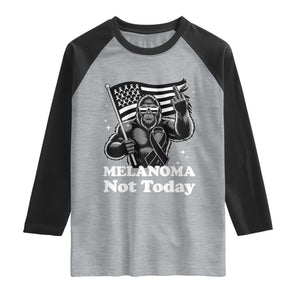 Bigfoot Black Ribbon Raglan Shirt Not Today Melanoma Awareness Gift TS12 Heather Gray Black Print Your Wear