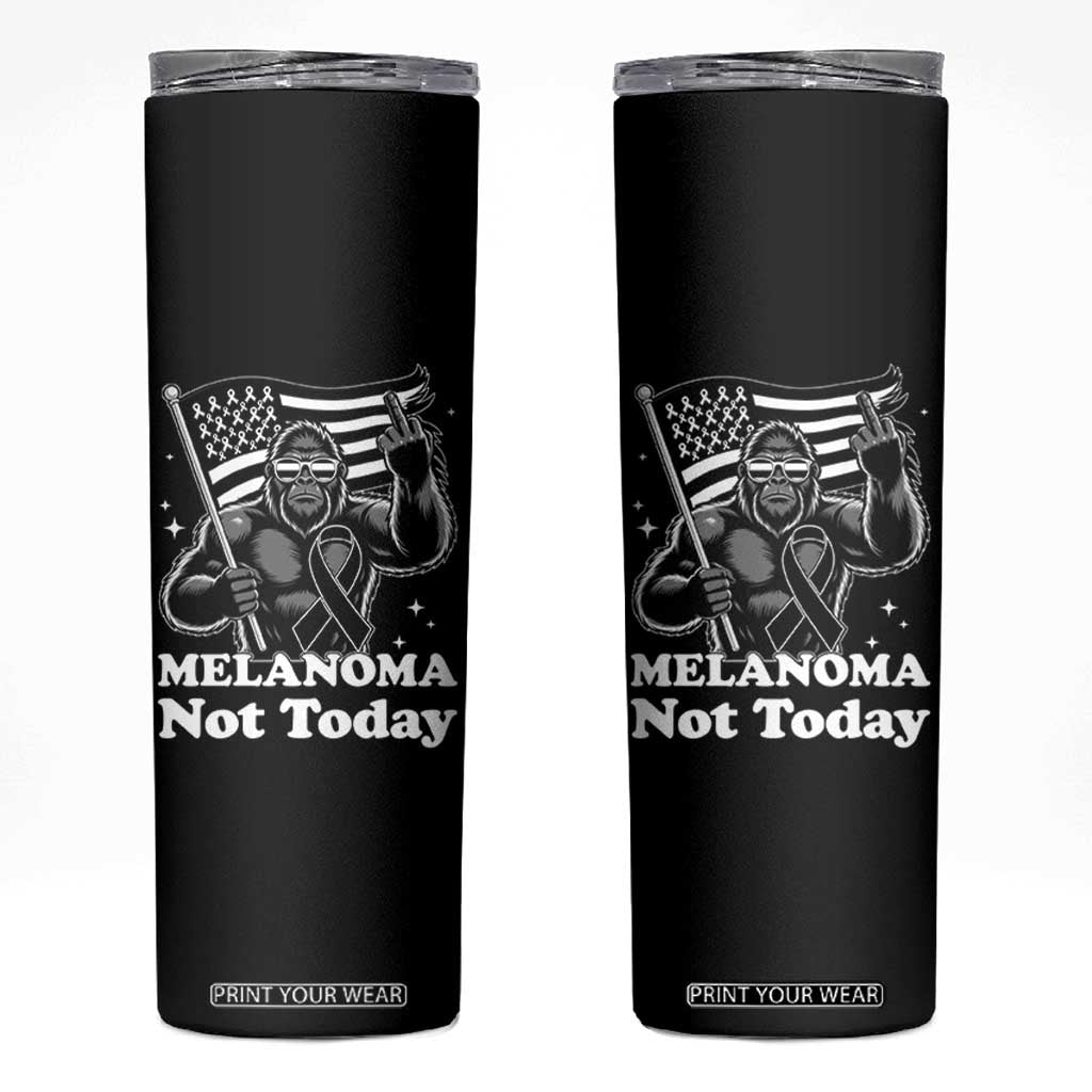 Bigfoot Black Ribbon Skinny Tumbler Not Today Melanoma Awareness Gift TS12 Black Print Your Wear