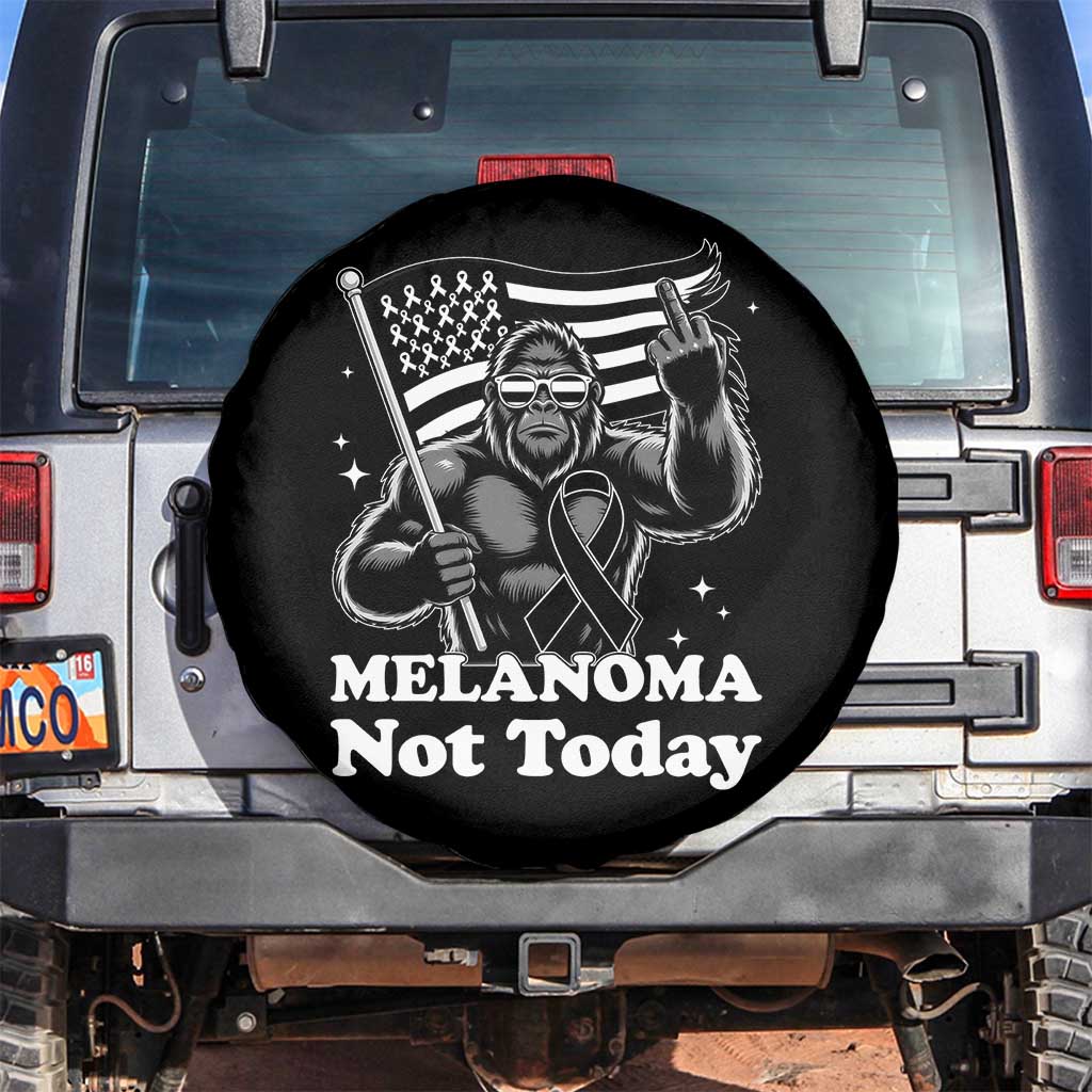 Bigfoot Black Ribbon Spare Tire Cover Not Today Melanoma Awareness Gift TS12 No hole Black Print Your Wear