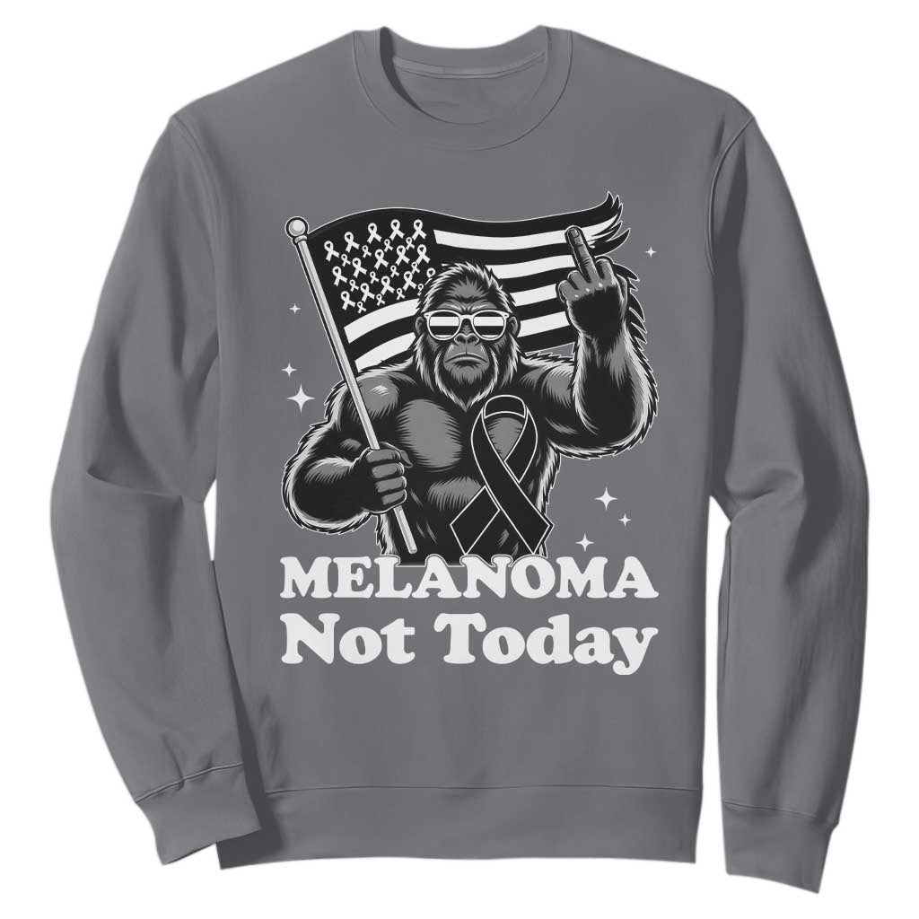 Bigfoot Black Ribbon Sweatshirt Not Today Melanoma Awareness Gift TS12 Charcoal Print Your Wear