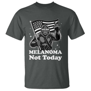 Bigfoot Black Ribbon T Shirt Not Today Melanoma Awareness Gift TS12 Dark Heather Print Your Wear