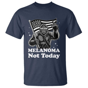 Bigfoot Black Ribbon T Shirt Not Today Melanoma Awareness Gift TS12 Navy Print Your Wear