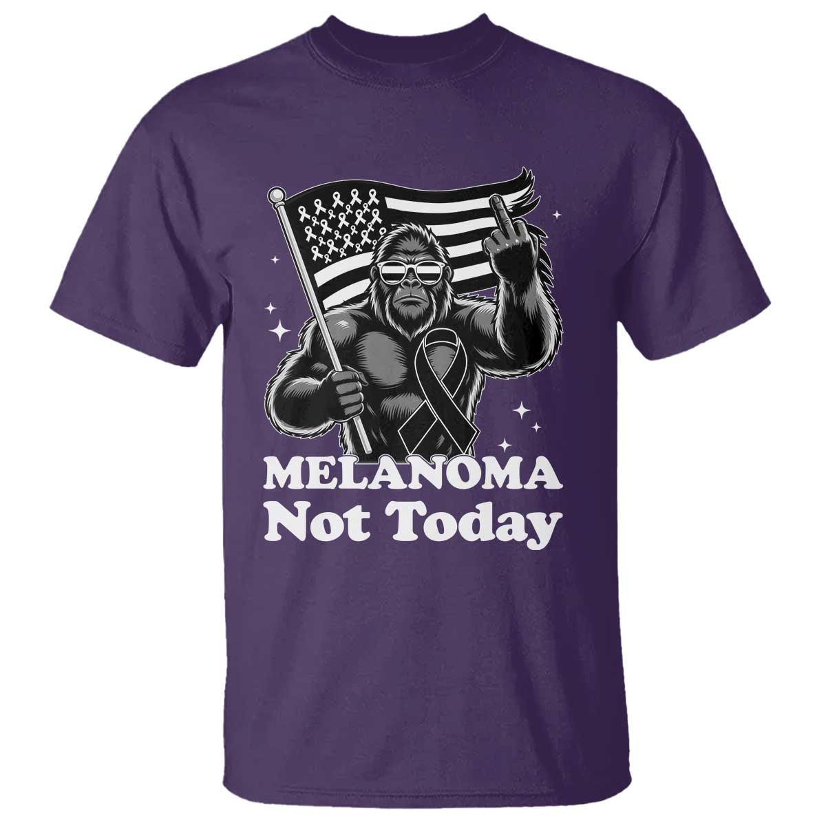 Bigfoot Black Ribbon T Shirt Not Today Melanoma Awareness Gift TS12 Purple Print Your Wear
