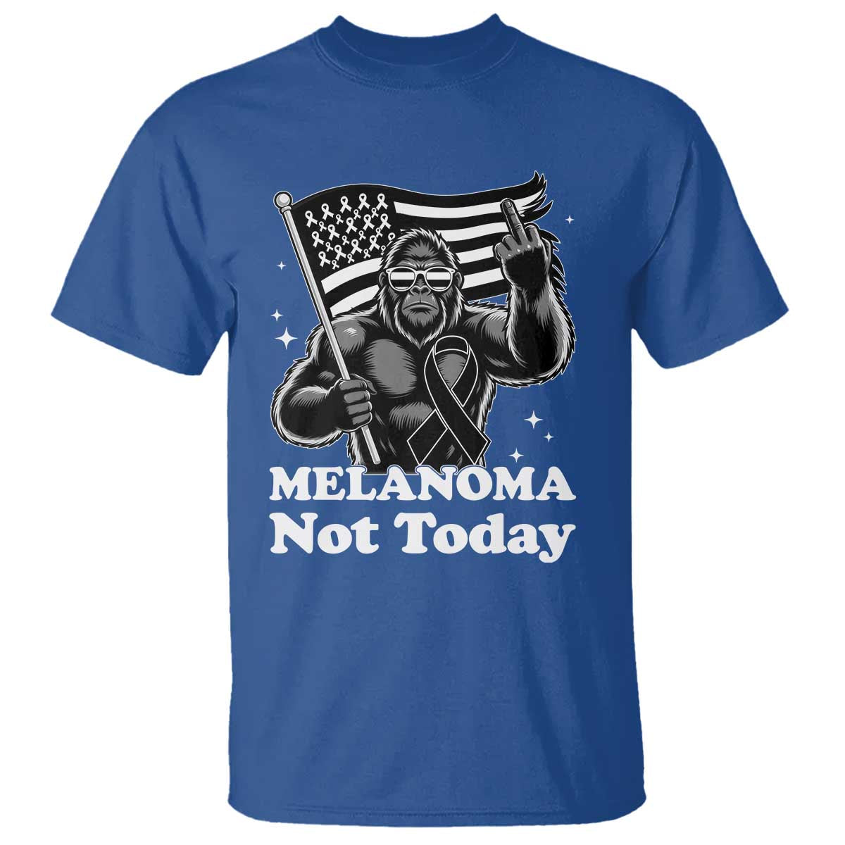 Bigfoot Black Ribbon T Shirt Not Today Melanoma Awareness Gift TS12 Royal Blue Print Your Wear