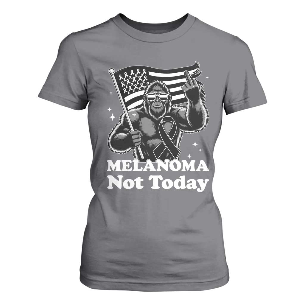 Bigfoot Black Ribbon T Shirt For Women Not Today Melanoma Awareness Gift TS12 Charcoal Print Your Wear