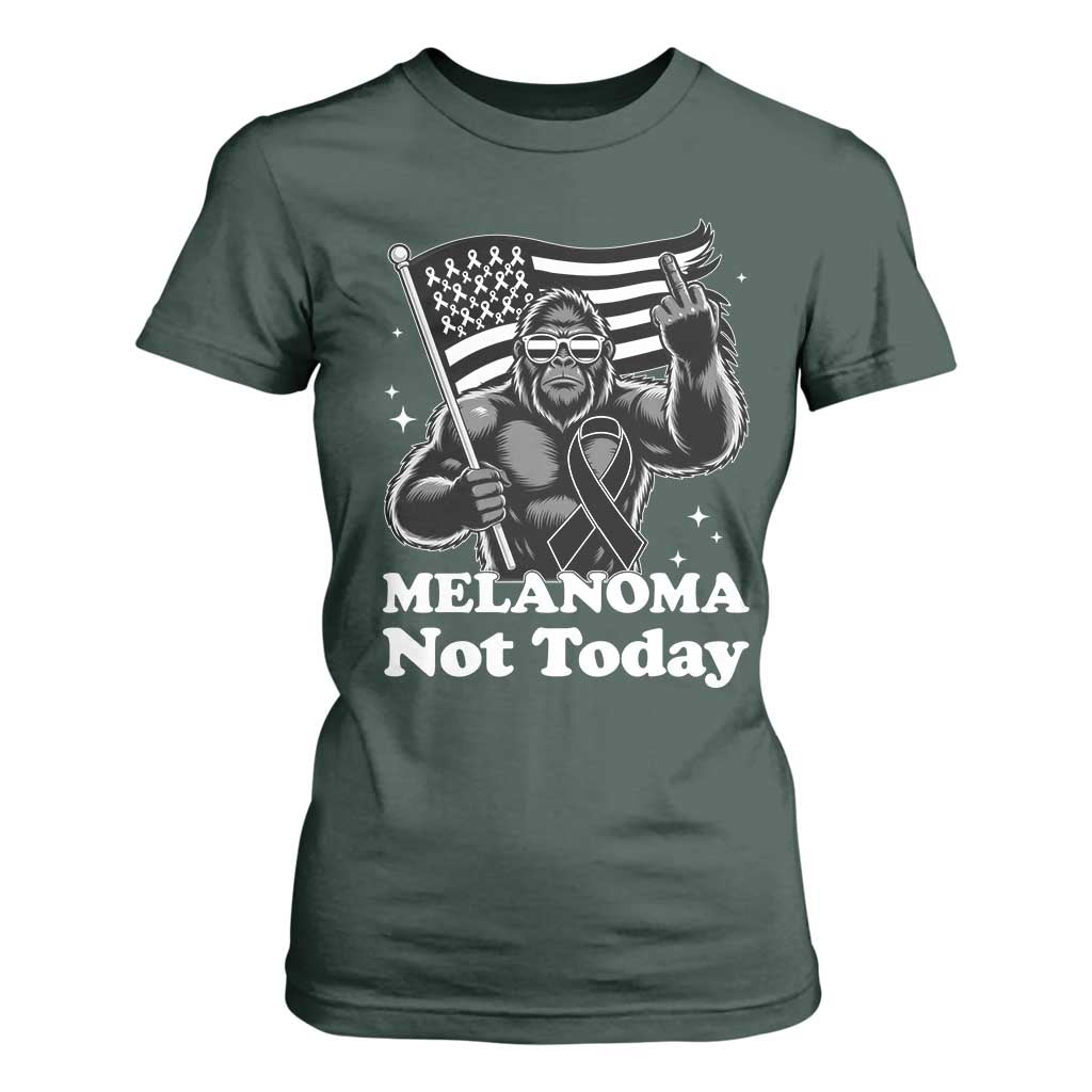 Bigfoot Black Ribbon T Shirt For Women Not Today Melanoma Awareness Gift TS12 Dark Forest Green Print Your Wear