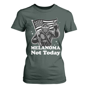 Bigfoot Black Ribbon T Shirt For Women Not Today Melanoma Awareness Gift TS12 Dark Forest Green Print Your Wear