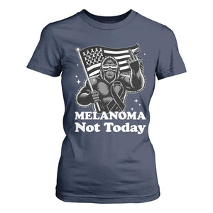 Bigfoot Black Ribbon T Shirt For Women Not Today Melanoma Awareness Gift TS12 Navy Print Your Wear