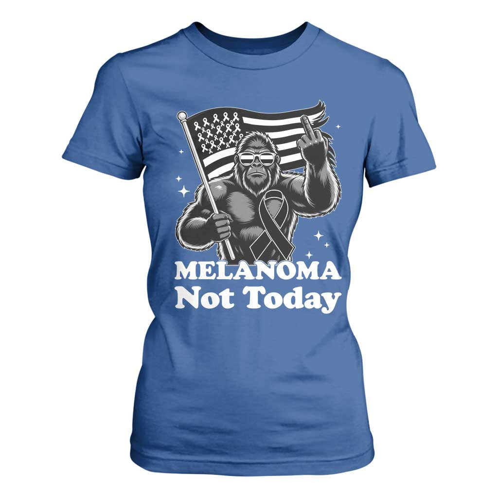 Bigfoot Black Ribbon T Shirt For Women Not Today Melanoma Awareness Gift TS12 Royal Blue Print Your Wear