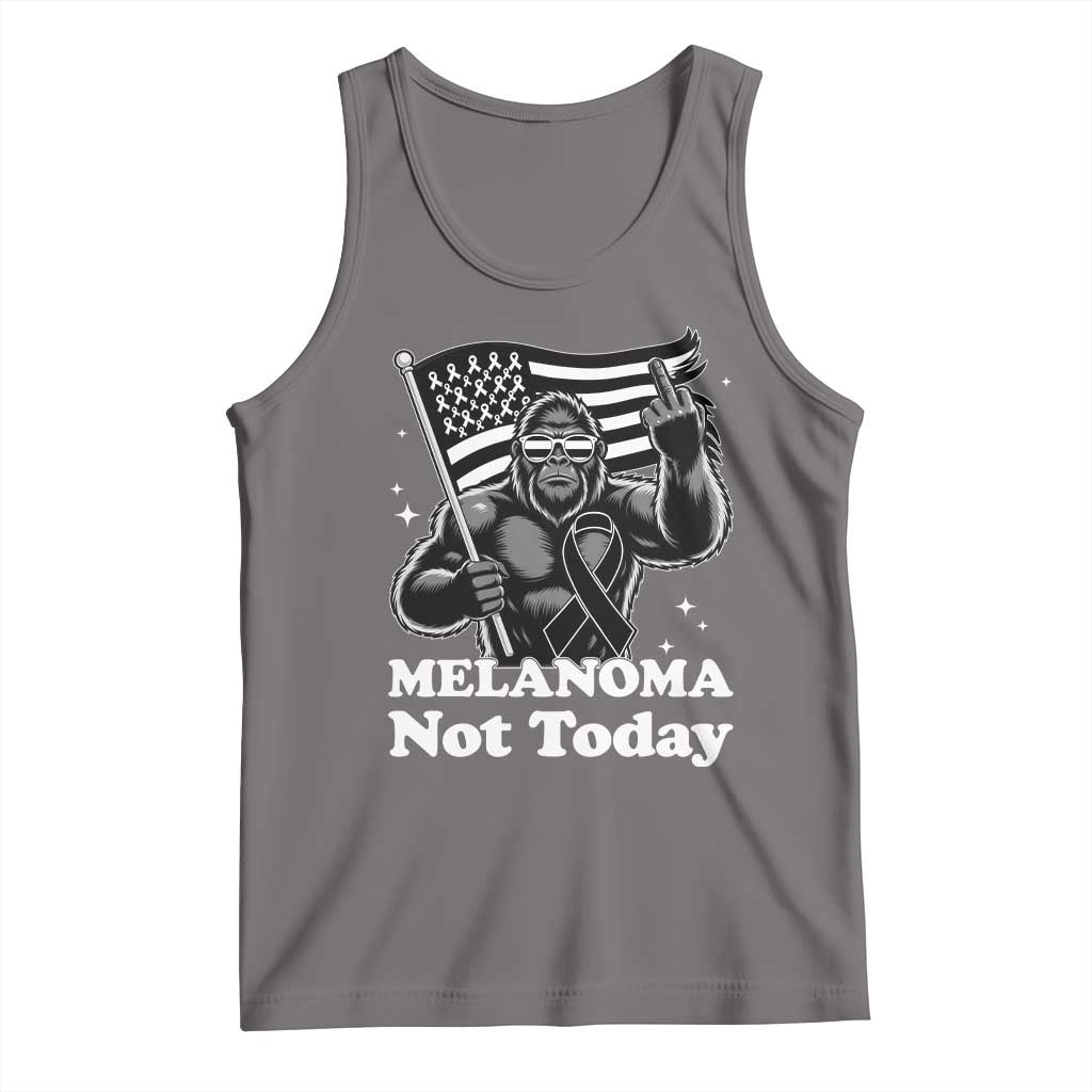 Bigfoot Black Ribbon Tank Top Not Today Melanoma Awareness Gift TS12 Deep Heather Print Your Wear
