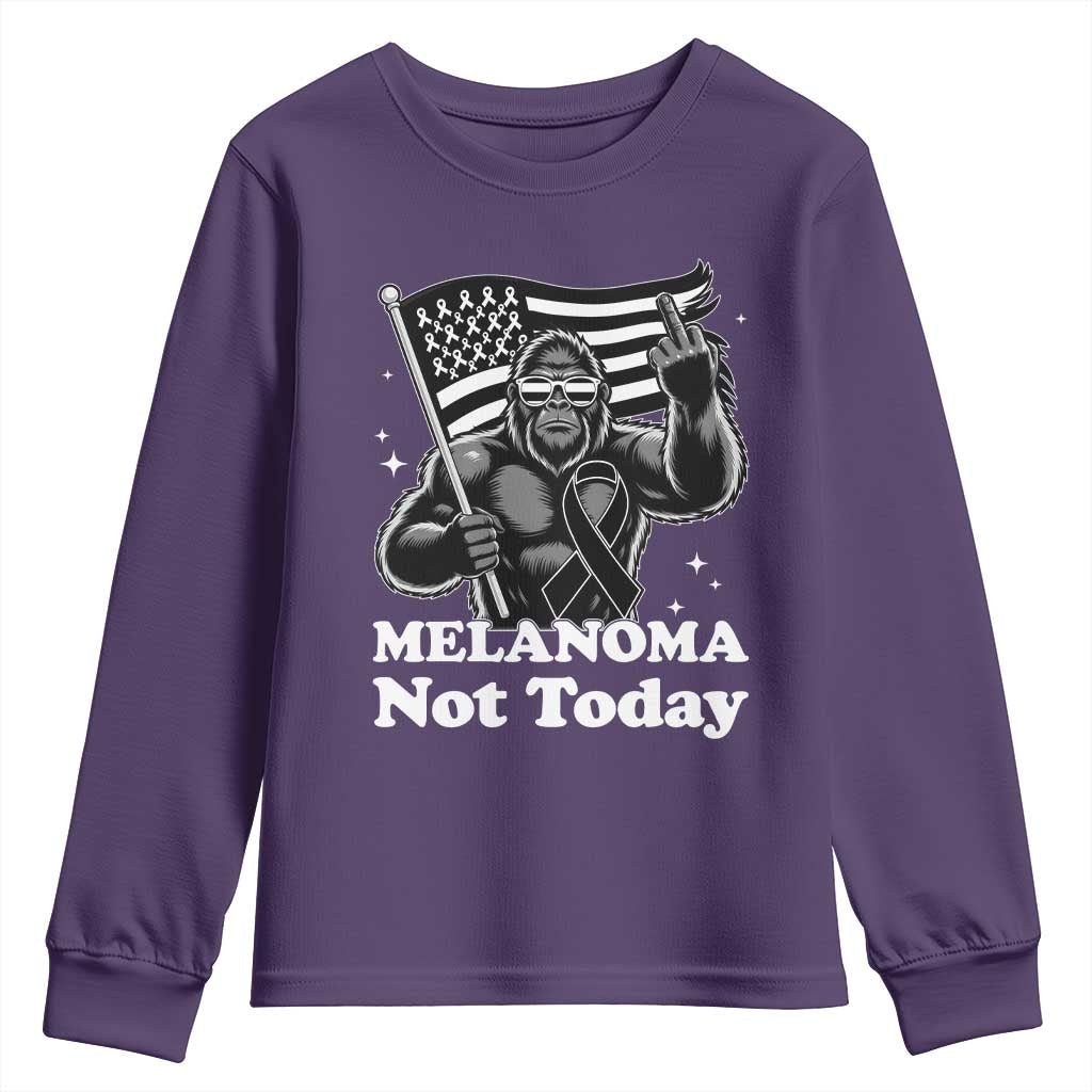 Bigfoot Black Ribbon Youth Sweatshirt Not Today Melanoma Awareness Gift TS12 Purple Print Your Wear