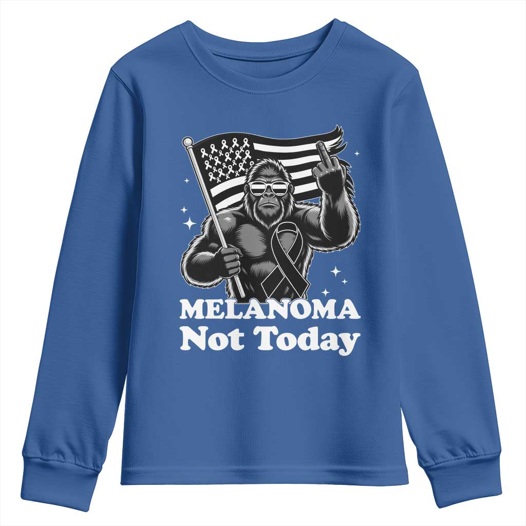 Bigfoot Black Ribbon Youth Sweatshirt Not Today Melanoma Awareness Gift TS12 Royal Blue Print Your Wear