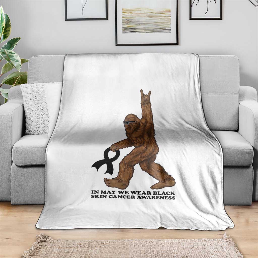 Funny Bigfoot Skin Cancer Support Throw Blanket In May We Wear Black TS12 Print Your Wear