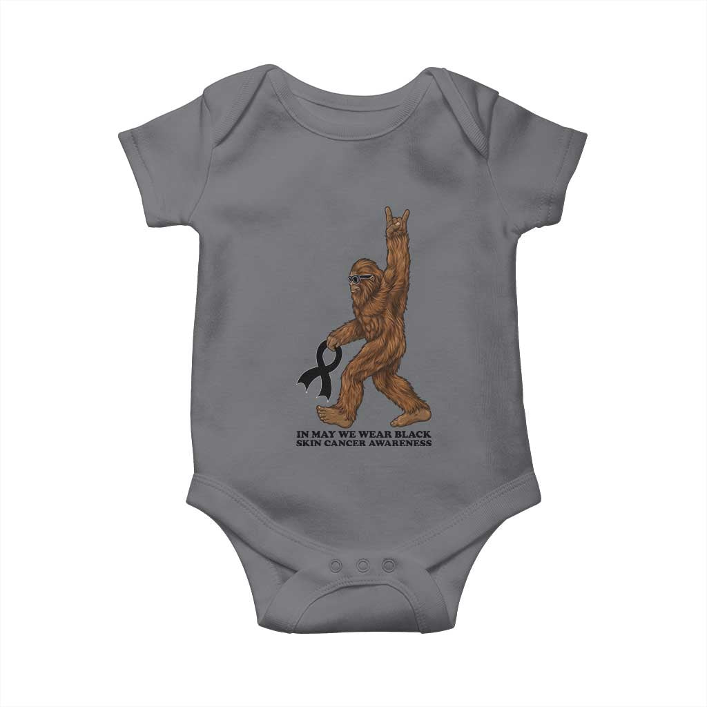 Funny Bigfoot Skin Cancer Support Baby Onesie In May We Wear Black TS12 Charcoal Print Your Wear