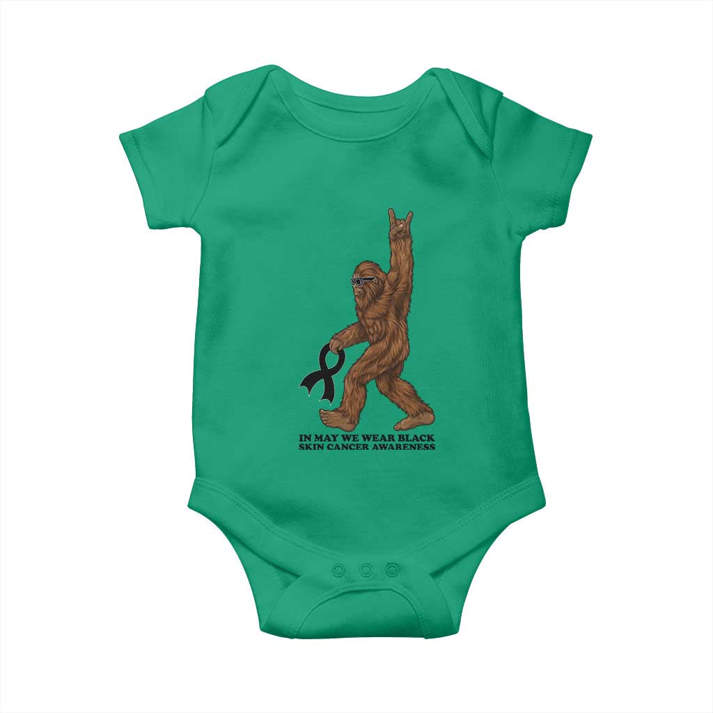 Funny Bigfoot Skin Cancer Support Baby Onesie In May We Wear Black TS12 Irish Green Print Your Wear
