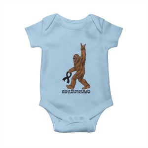 Funny Bigfoot Skin Cancer Support Baby Onesie In May We Wear Black TS12 Light Blue Print Your Wear