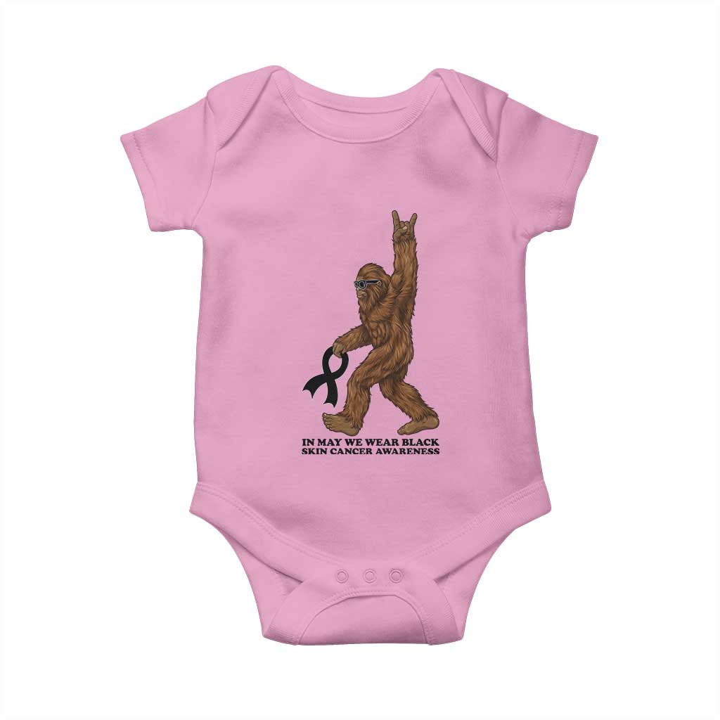 Funny Bigfoot Skin Cancer Support Baby Onesie In May We Wear Black TS12 Light Pink Print Your Wear