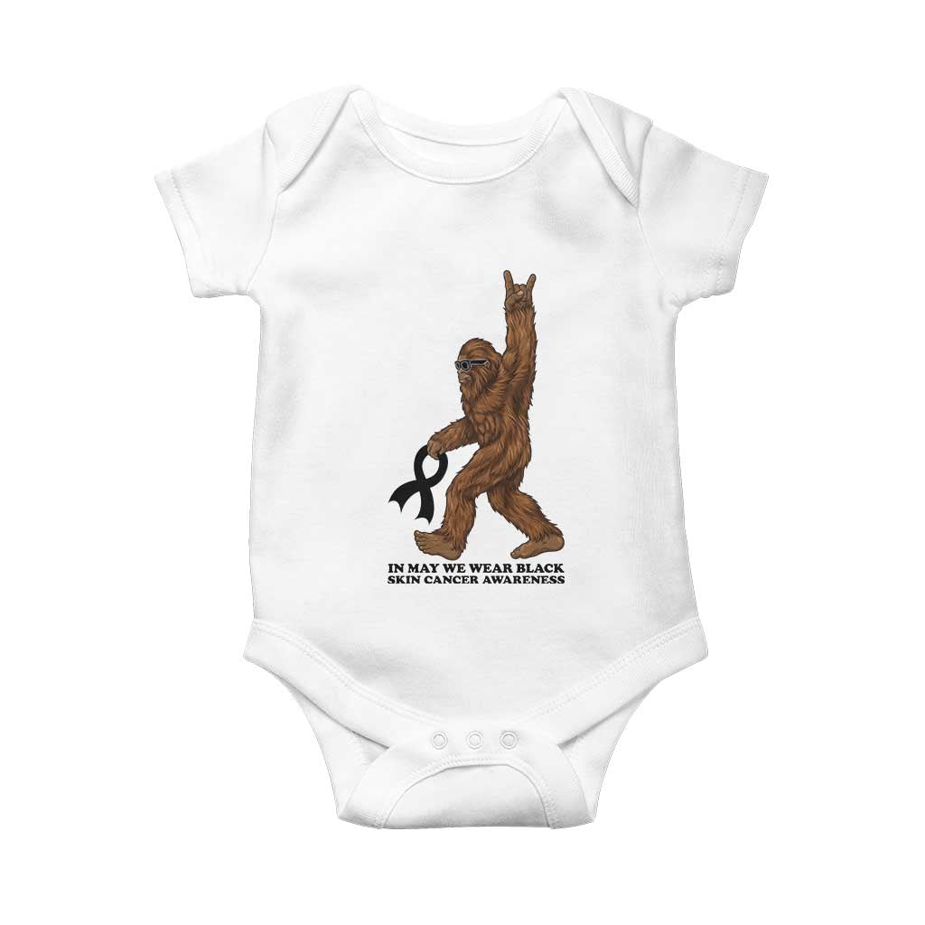 Funny Bigfoot Skin Cancer Support Baby Onesie In May We Wear Black TS12 White Print Your Wear