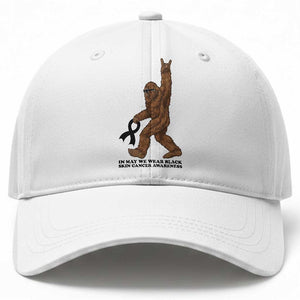Funny Bigfoot Skin Cancer Support Baseball Cap In May We Wear Black TS12 Print Your Wear