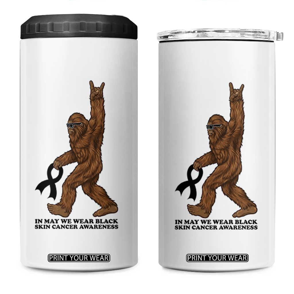 Funny Bigfoot Skin Cancer Support 4 in 1 Can Cooler Tumbler In May We Wear Black TS12 One Size: 16 oz White Print Your Wear