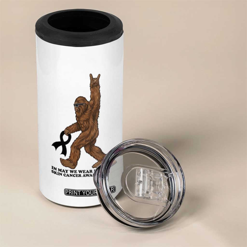 Funny Bigfoot Skin Cancer Support 4 in 1 Can Cooler Tumbler In May We Wear Black TS12 Print Your Wear