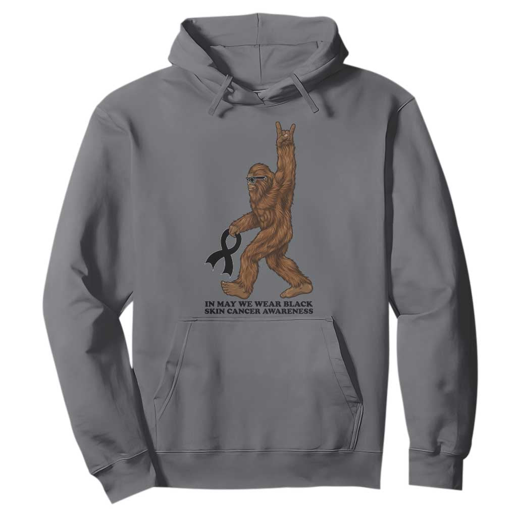 Funny Bigfoot Skin Cancer Support Hoodie In May We Wear Black TS12 Charcoal Print Your Wear
