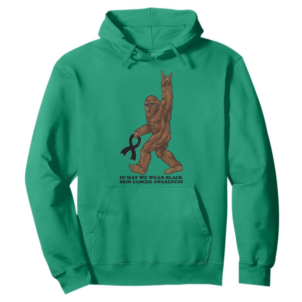 Funny Bigfoot Skin Cancer Support Hoodie In May We Wear Black TS12 Irish Green Print Your Wear