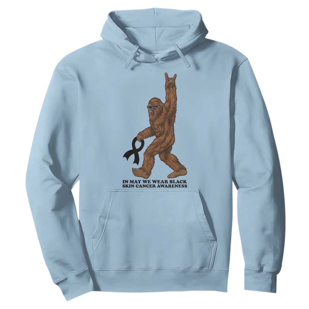 Funny Bigfoot Skin Cancer Support Hoodie In May We Wear Black TS12 Light Blue Print Your Wear