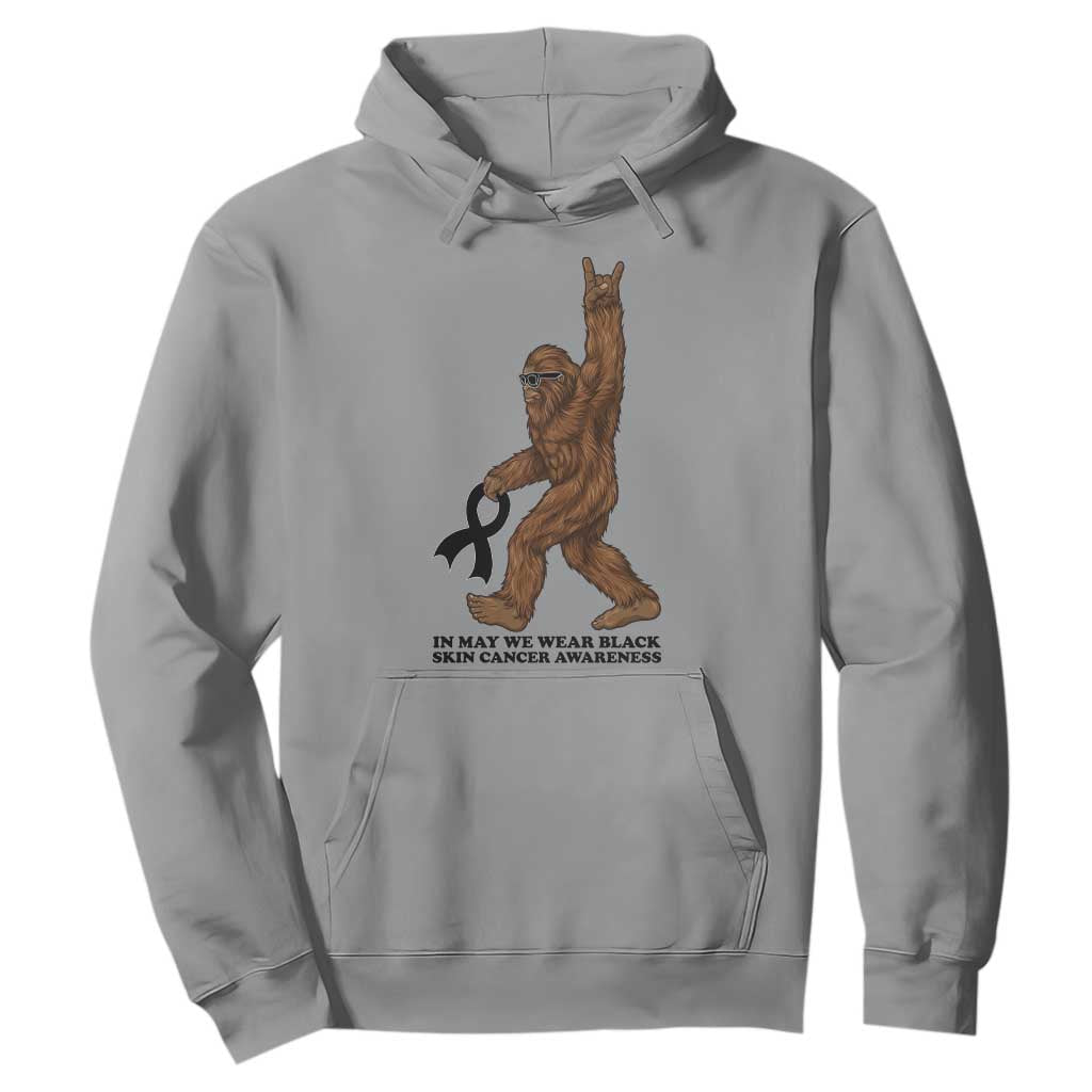 Funny Bigfoot Skin Cancer Support Hoodie In May We Wear Black TS12 Sport Gray Print Your Wear