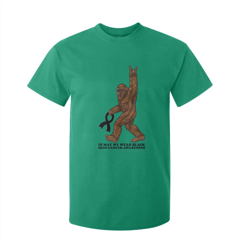 Funny Bigfoot Skin Cancer Support T Shirt For Kid In May We Wear Black TS12 Irish Green Print Your Wear