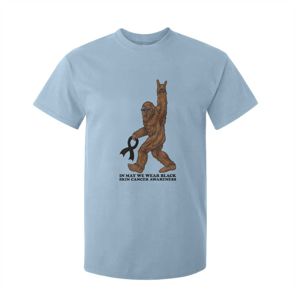 Funny Bigfoot Skin Cancer Support T Shirt For Kid In May We Wear Black TS12 Light Blue Print Your Wear